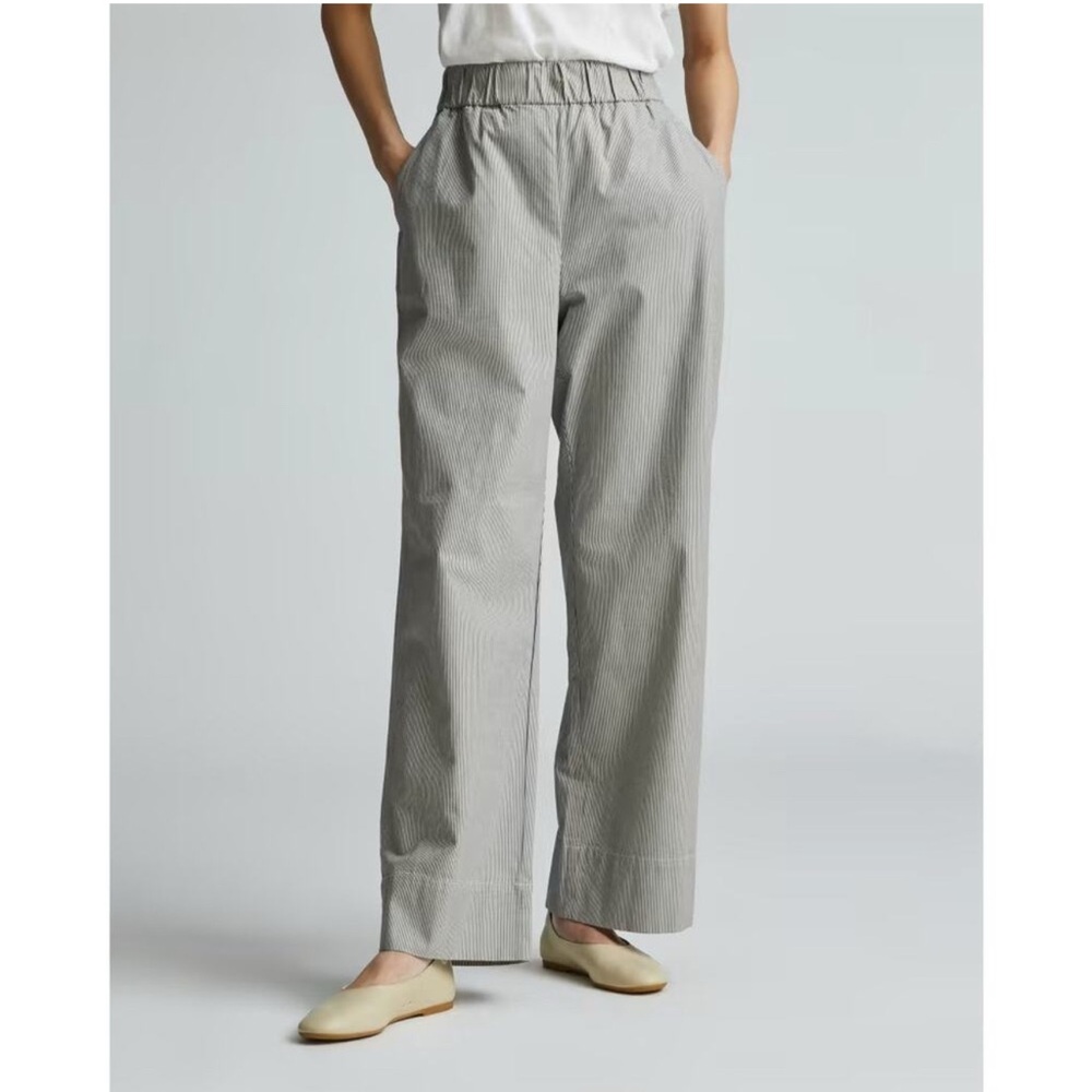 The Easy Pant in Lightweight Cotton Navy & Cream Stripe